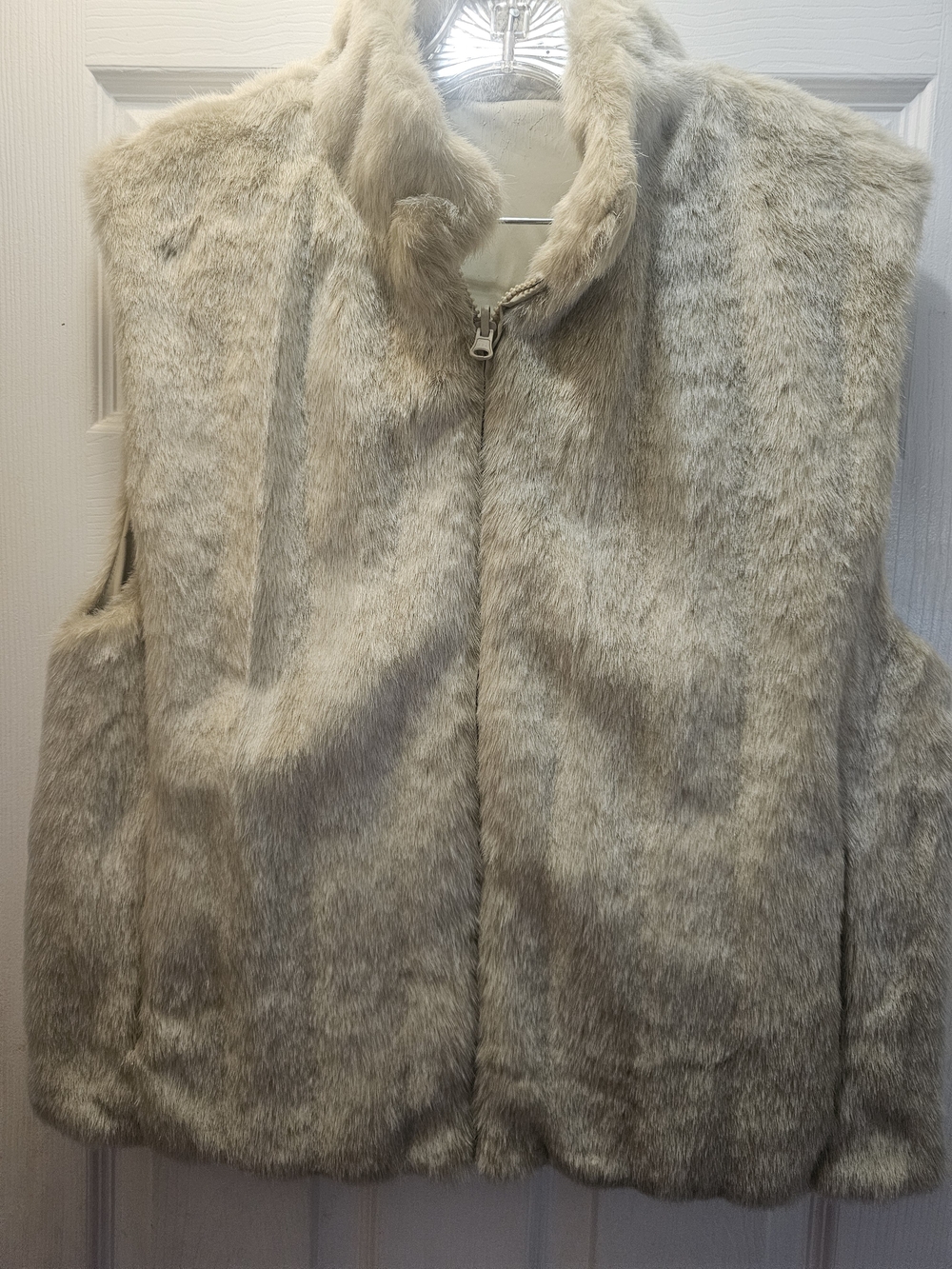 Faux Fur Sleeveless Vest - Cream